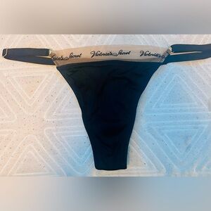 VICTORIAS SECRET BLACK SILK THONG~NWT